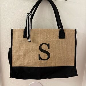 Monogram S Jute Tote Bag in Natural and Black